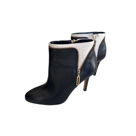 Banana Republic Women’s Leather Stiletto Heel Ankle Booties Black & Cream Size 6 - Picture 3 of 7